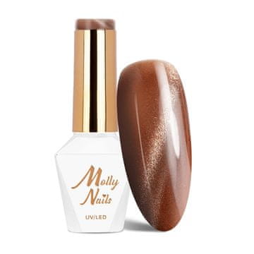 shumee Hibridni LED/UV gel lak za nohte, rjav, metalik, mačje oko št. 216, Molly Nails hema/Di-hema Free 8 g
