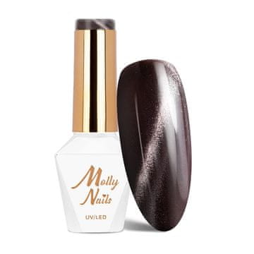 shumee Hibridni LED/UV gel lak za nohte, rjav, metalik, mačje oko št. 218, Molly Nails hema/Di-hema Free 8 g