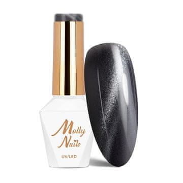 shumee Hibridni LED/UV gel lak črne barve, metalik barva Cat Eye št. 217 Molly Nails hema/Di-hema Free 8 g