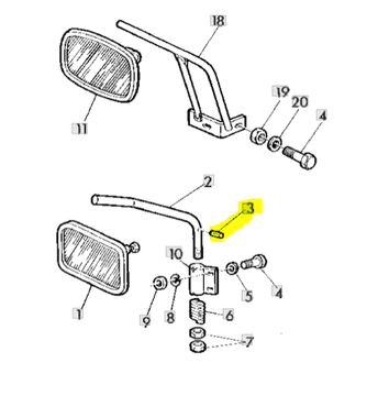 John Deere Vzmetni zatič držala vzvratnega ogledala 1030 1630 1130 1032 1042 1052 1055 34M7030
