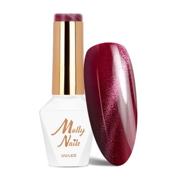 shumee Hibridni LED/UV gel lak za nohte, rdeči, mačje oko, št. 232, Molly Nails hema/Di-hema Free 8 g