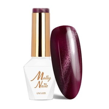 shumee Hibridni LED/UV gel lak za nohte, rdeči, mačje oko, št. 233, Molly Nails hema/Di-hema Free 8 g