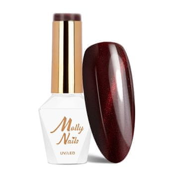 shumee Hibridni LED/UV gel lak za nohte, rdeči, mačje oko, št. 235, Molly Nails hema/Di-hema Free 8 g