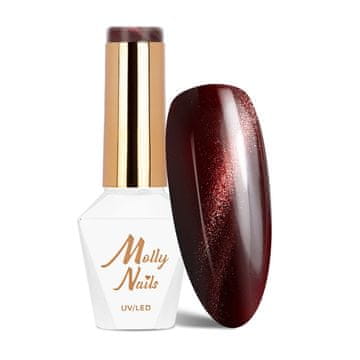 shumee Hibridni LED/UV gel lak za nohte, rdeči, mačje oko, št. 237, Molly Nails hema/Di-hema Free 8 g