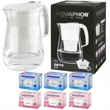 Aquaphor Vrč za filtriranje Aquaphor Onyx 4,2 l bele barve s 3 navadnimi in 3 magnezijevimi filtri