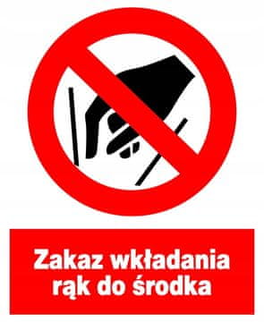 shumee Znak za varnost in zdravje pri delu ZZO-28, ki prepoveduje vstavljanje rok v notranjost