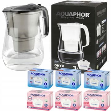 Aquaphor Vrč s filtrom Aquaphor Onyx 4.2 črne barve s 3 navadnimi in 3 magnezijevimi filtri