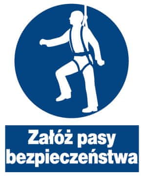 shumee ZNO-15 - Znak za varnost in zdravje pri delu, ki zahteva uporabo varnostnega pasu