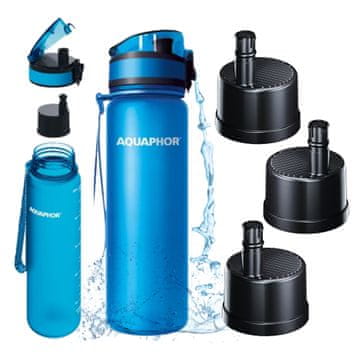 Aquaphor Filter steklenica za vodo 0,5 l Aquaphor City Blue School steklenica + 3 polnila