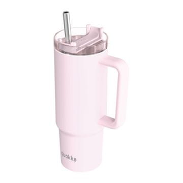QUOKKA Quokka Stream - termo vrček iz nerjavečega jekla 950 ml s slamico (svetlo roza)