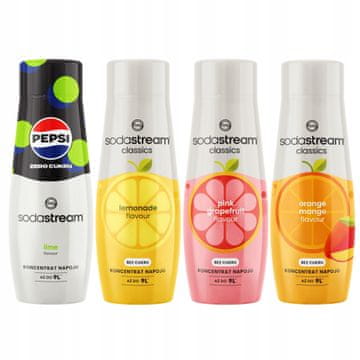 shumee 4 sirupi Sodastream Pepsi Max limeta + limonada + grenivka + pomaranča in mango