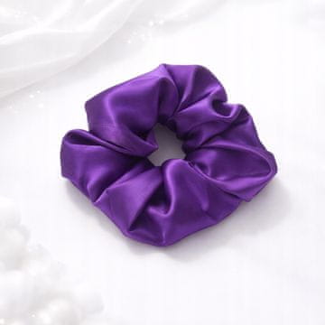shumee Svilen trak za lase scrunchie, barva murve, 6A, vijolična, XL, velika, premium
