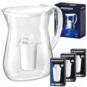 Aquaphor Vrč za filtriranje vode Aquaphor Lyon, bel, 3,8 l, 3 ogljikove kartuše A5