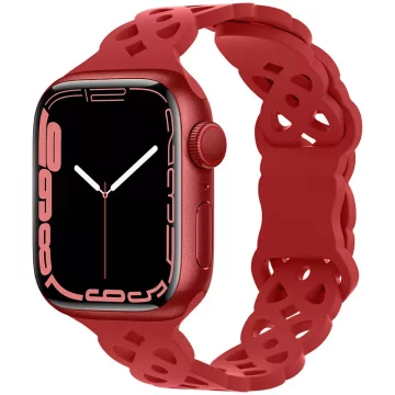 shumee Pašček za Apple Watch 42/44/45 mm SE/9/8/7/6/5/4/3/2/1 rdeč, z odprtinami