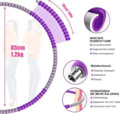 shumee Hula HOP pena za hujšanje, športna, fitnes, vijolično-siva, 1,2 kg, 85 cm