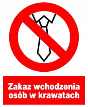 shumee Znak za zdravje in varnost ZZO-34, ki prepoveduje vstop osebam s kravato