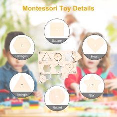 shumee Lesena manipulacijska plošča z oblikami, vrvicami, vijaki, Montessori DIY