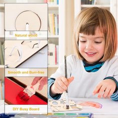 shumee Lesena manipulacijska plošča z oblikami, vrvicami, vijaki, Montessori DIY