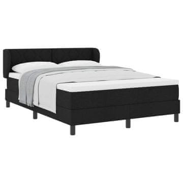 Vidaxl Postelja z vzmetnico z vzglavjem Črna 160 x 200 cm blago