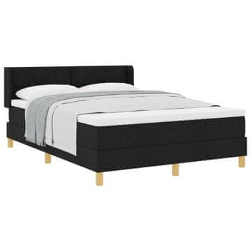 Vidaxl Postelja z vzmetnico z vzglavjem Črna 200 x 160 cm blago