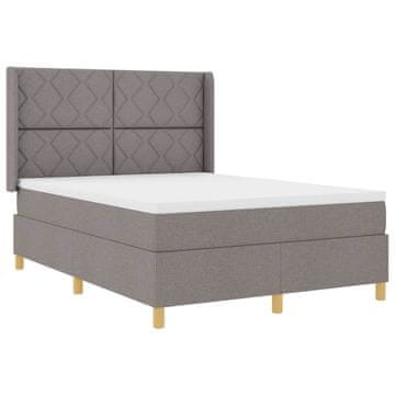 Vidaxl Postelja z vzmetnico z LED trakami Taupe 160 x 200 cm blago