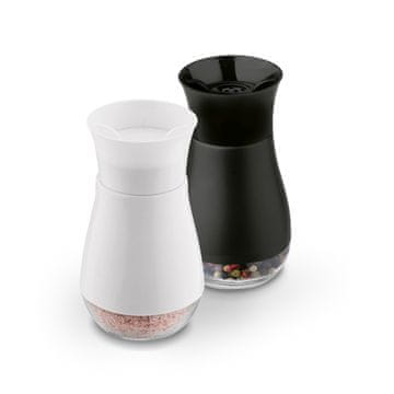 Komplet 2 posodic za začimbe Devi 140 ml 10,5 x 5 cm črne in bele barve