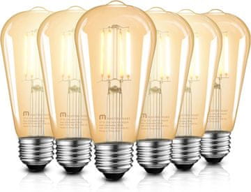 shumee 6x Edison Vintage E27 LED žarnica toplo bela 2500K 6,5W jantarno steklo