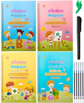 shumee 4x zvezki za učenje pisanja črk, številk, matematike, slik, francoščine