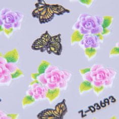 Allepaznokcie Nalepke za nakit 5D samolepilne konveksne akrilne rože metulji Z-D3693