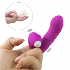 shumee Silikonski vibrator za prste, vodoodporen, brezžični, tihi, temno roza