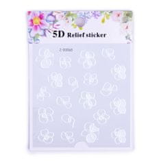 Allepaznokcie 5D nalepke za nakit, samolepilne konveksne akrilne rože, bele Z-D3065