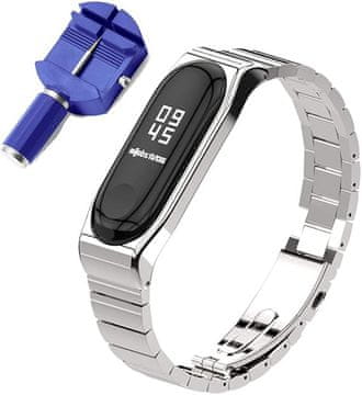 shumee Ovitek za Xiaomi MI band 4/3 srebrn z zapestnico iz nerjavečega jekla