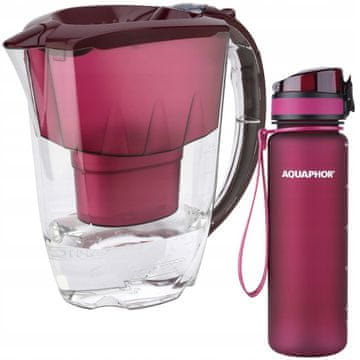 Aquaphor Aquaphor Amethyst 2,8 l češnja + City filter steklenica 0,5 l bordo