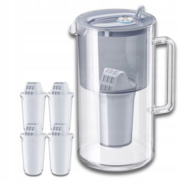 Aquaphor Aquaphor Nord stekleni filter vrč 2,5 l + 4 kartuše A5 (350 l), siv