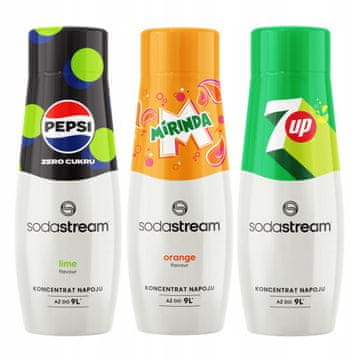 shumee Komplet 3 sirupov za Sodastream Pepsi Max Lime + Mirinda + 7UP Free
