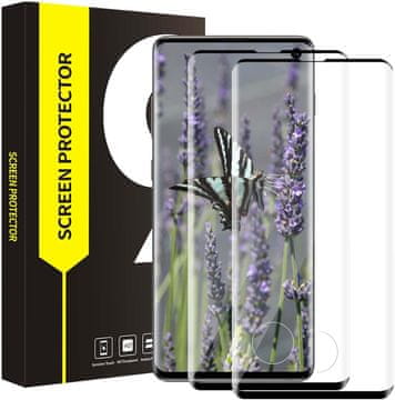 shumee 2x 9H kaljeno steklo za Samsung Galaxy S10 zaščitno s črnimi črtami