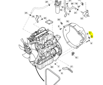 John Deere 54D 60D 1023E Varnostna matica pokrova motorja 14M7367