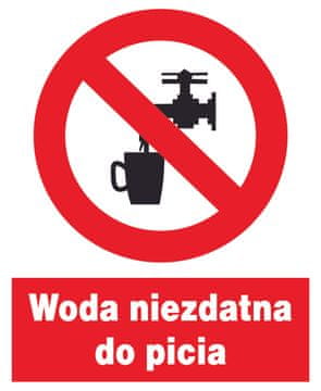 shumee Znak za prepoved varnosti in zdravja pri delu ZZO-7, nepitna voda