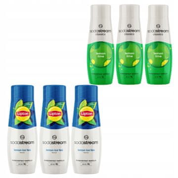 SodaStream 6 sirupov limonin ledeni čaj x3 + limona in limeta x3