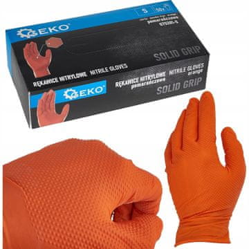 shumee Geko Solid Grip nitrilne rokavice oranžne velikosti S 50 kosov.