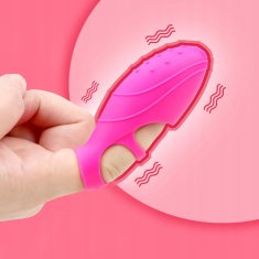 shumee Silikonski vibrator za prste s pikami, 100 % vodoodporen, roza