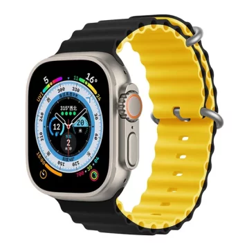 shumee Pašček za Apple Watch 1/2/3/4/5/6/7/8/9/SE 38/40/41 črno-rumen