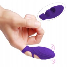shumee Silikonski vibrator za prste s pikami, 100 % vodoodporen, roza