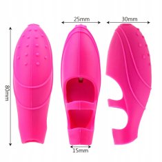 shumee Silikonski vibrator za prste s pikami, 100 % vodoodporen, roza