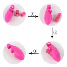 shumee Silikonski vibrator za prste s pikami, 100 % vodoodporen, roza