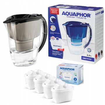 Aquaphor Vrč s filtrom Aquaphor Amethyst 2,8 l + 4 kartuše, črne barve