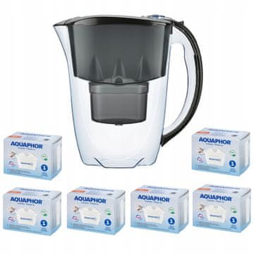 Aquaphor Vrč s filtrom Aquaphor Amethyst 2,8 l + 6 kartuš, črne barve