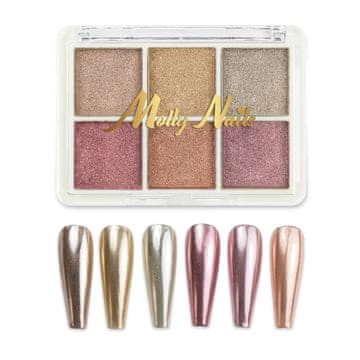 shumee Zrcalni puder za nohte, 6-barvna kaseta, Molly Nails št. 3