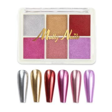 shumee Zrcalni puder za nohte, 6-barvna kaseta, Molly Nails št. 4