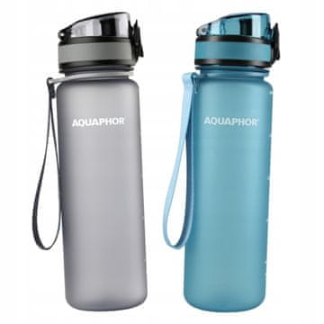 Aquaphor 2x steklenička za vodo Aquaphor City 0,5 l, siva in modra